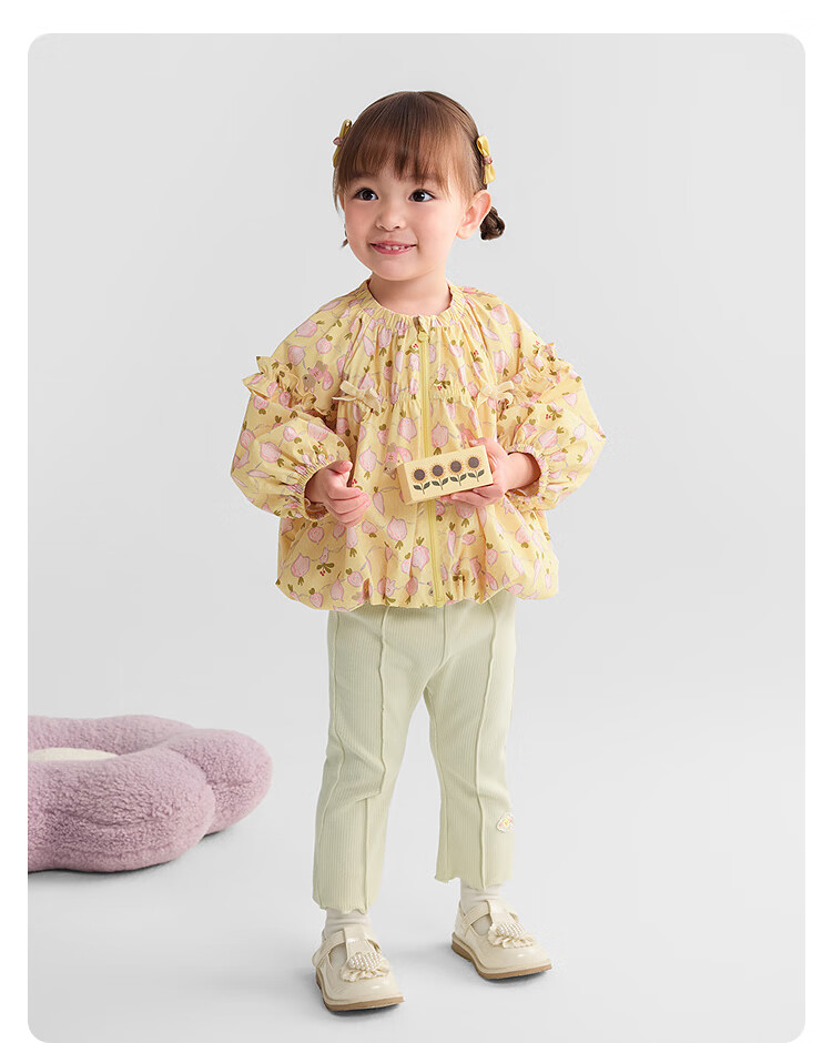 BALABALA Children's Outerwear, Girls' Coat, Puff Sleeve Top, Autumn Wear, Bow Tie Sweet Style, 209325105001 8