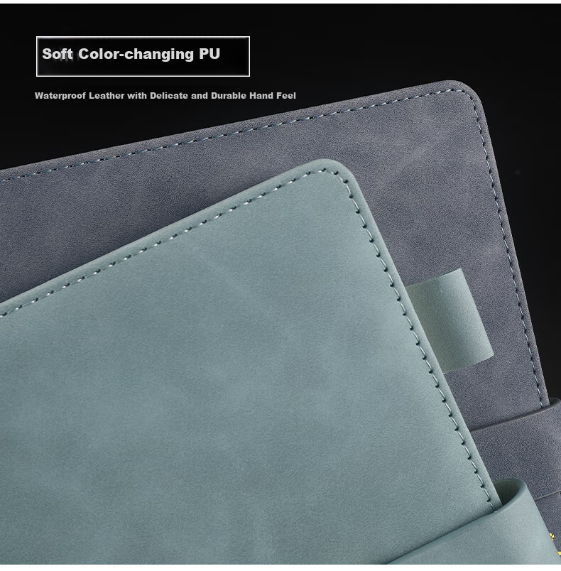 Xuchenwenju Chinese-Style Notebook A5, Cyan Round Buckle, Business Meeting Record Book, for Middle School And High School Entrance Exams, Back-To Season, Graduation Gifts for Women And Men, Teachers' Day Presents, Classmates' Souvenirs, Customizable 10