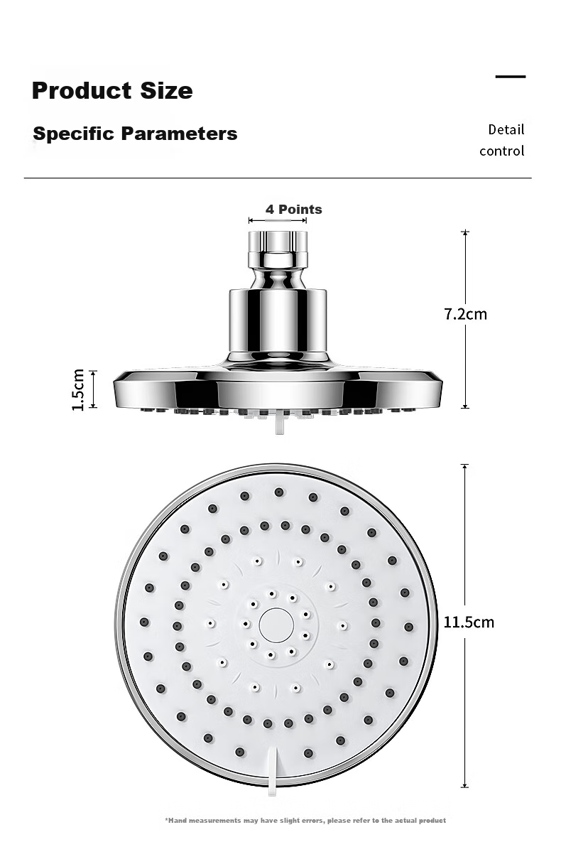 Muvi Shower Head, High-Pressure Shower Sprayer, Round Large Top Spray, Universal Accessory for Shower Systems 10