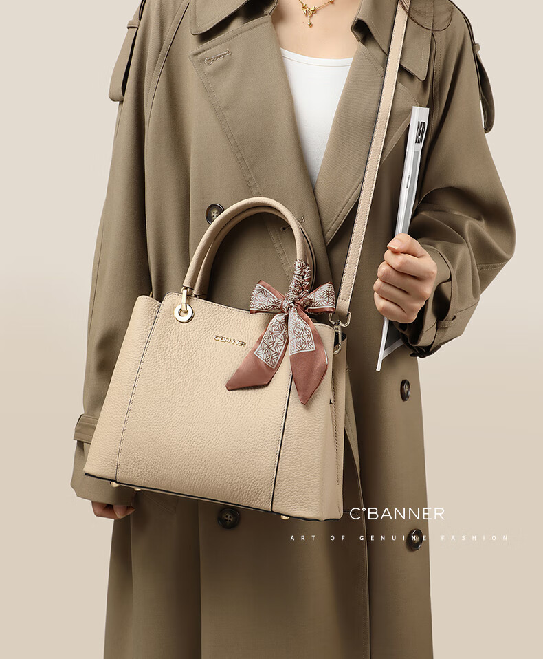 C.BANNER Top-Grain Leather Handbag for Women, Tote Bag, Shoulder Bag, Crossbody Bag, Large Capacity Brand Birthday Gift for Girlfriend on May 20 1
