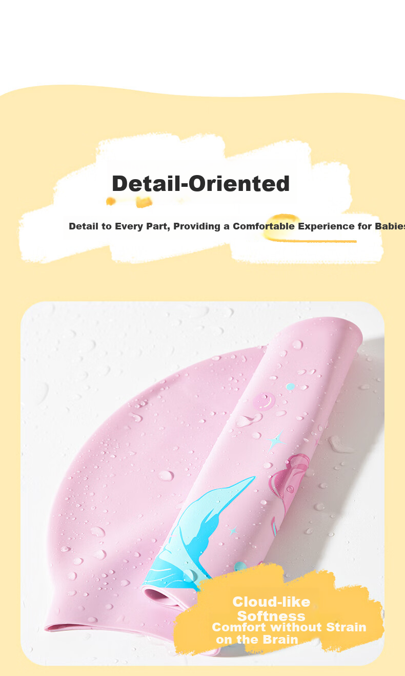 361° Children's Swim Cap for Girls, Non-Binding Silicone High-Elastic Comfortable Long Hair Baby Swimming Training Equipment Cap 9