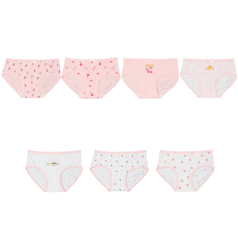 Hodohome Children's Underwear, Girls' 3A Grade Antibacterial Crotch Triangle Panties, Young Girls' Cotton-Spandex High-Elastic Cartoon Shorts, 318 Two 165
