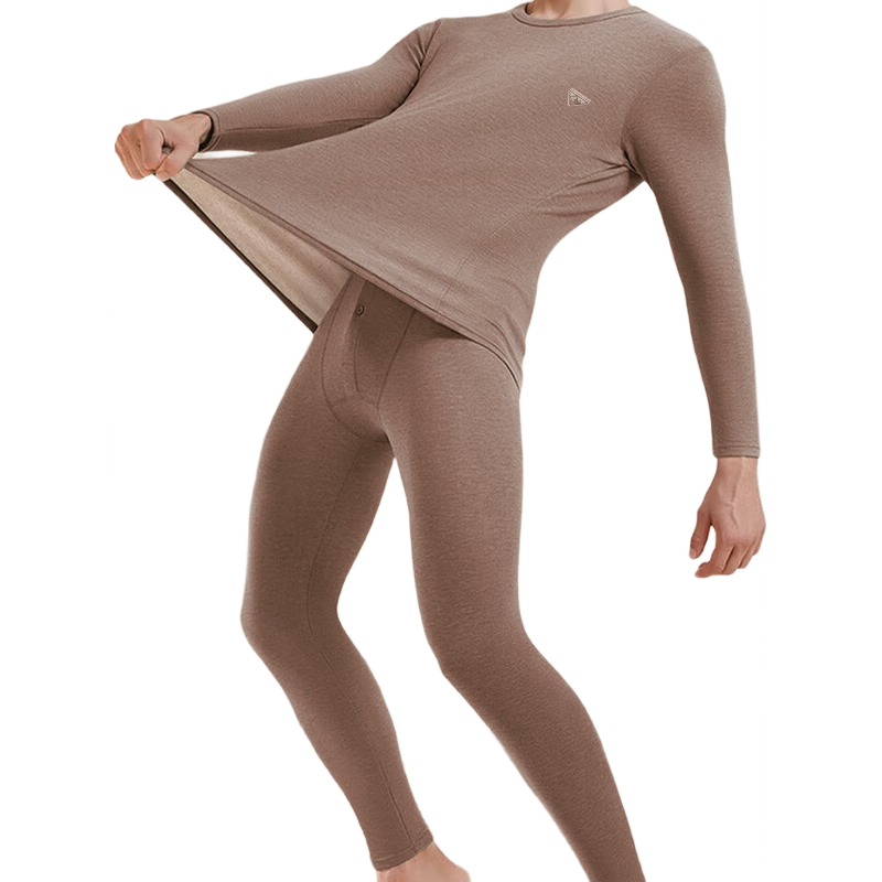 SEPTWOLVES Men's Thermal Underwear Set Cashmere Double-Sided Fleece Luxury Heated Autumn Winter Top and Bottom