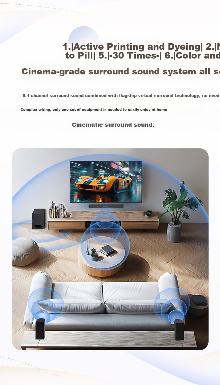 SONY HT-S60, 1000W High Power, 5.1 Physical Channel, Surround Sound, Wireless Rear Surround, Soundbar, Home Theater, Bluetooth 2