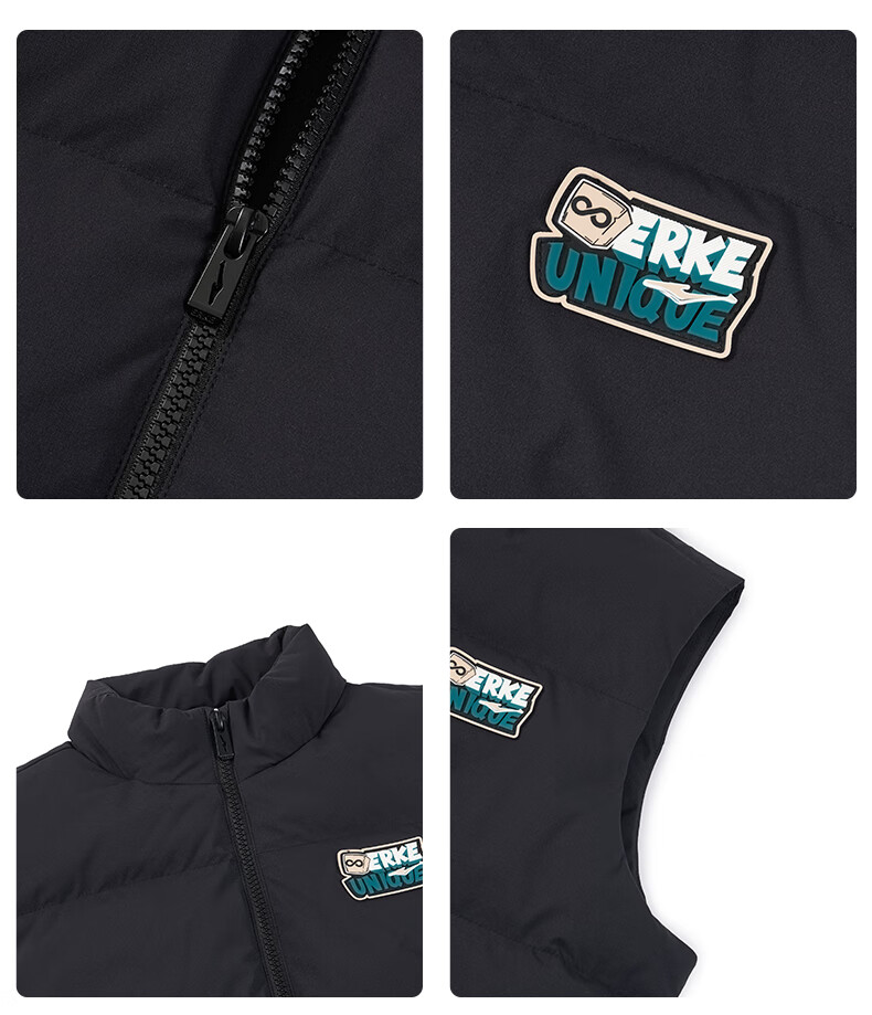 ERKE Kids Unisex Children's Winter Warm Sleeveless Waterproof Breathable Vest Jacket Black 170 32