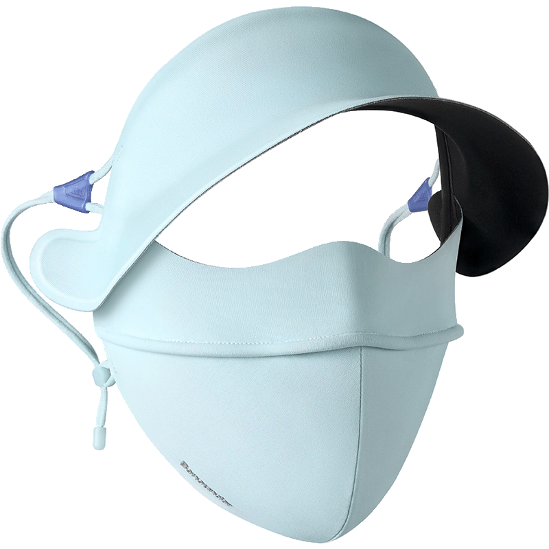 Beneunder Anti-UV Full Face Sun Protection Bikini Hat with Brim, Sun Shield Mask, Mist Blue