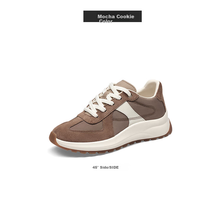 KISS CAT Ququeide Training Shoes, Forrest Gump Shoes, Thick-Soled Training Shoes, White Sneakers for Women KA64150-54, Oatmeal Color, Size 37 25