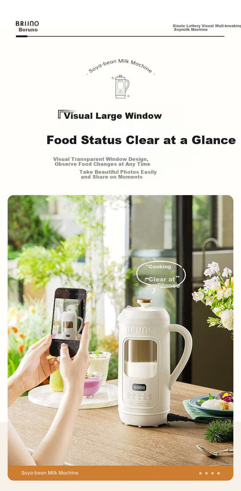 BRUNO Fifth Generation Soy Milk Maker And Blender with Visible Window, Compact Automatic Home Use Juicer Machine without Cooking Or Filtering, White DJ05 [Annual Bestseller] 5