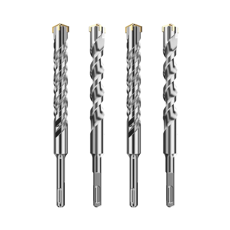 HUHAO Tungsten Steel Alloy Cross Hammer Drill Bit, Extended Wall-Piercing Hole Concrete Round Shank, 6*110mm/2 Pieces