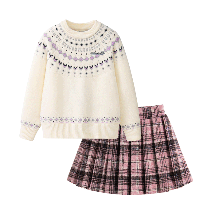 Disney Girls Cute Sweater Set 2025 Winter New Cartoon Skirt Children's Autumn Winter Dress