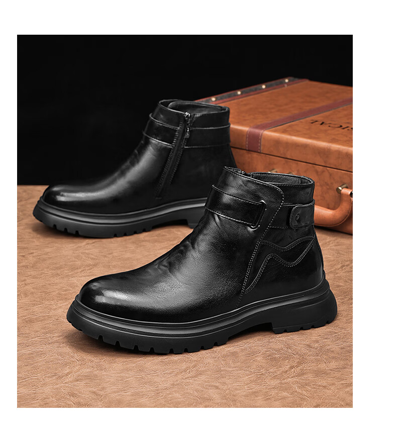 Bull Family Martin Boots Men Autumn Winter New British Style Casual Short Boots Trendy Fashion Work Boots Men's Chelsea Boots 11