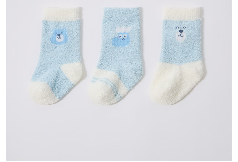 Beitais Baby Socks Autumn Winter Thickened Warm Newborn Double-Sided Fleece Cotton Socks Unisex Children's Mid-Calf Socks 30