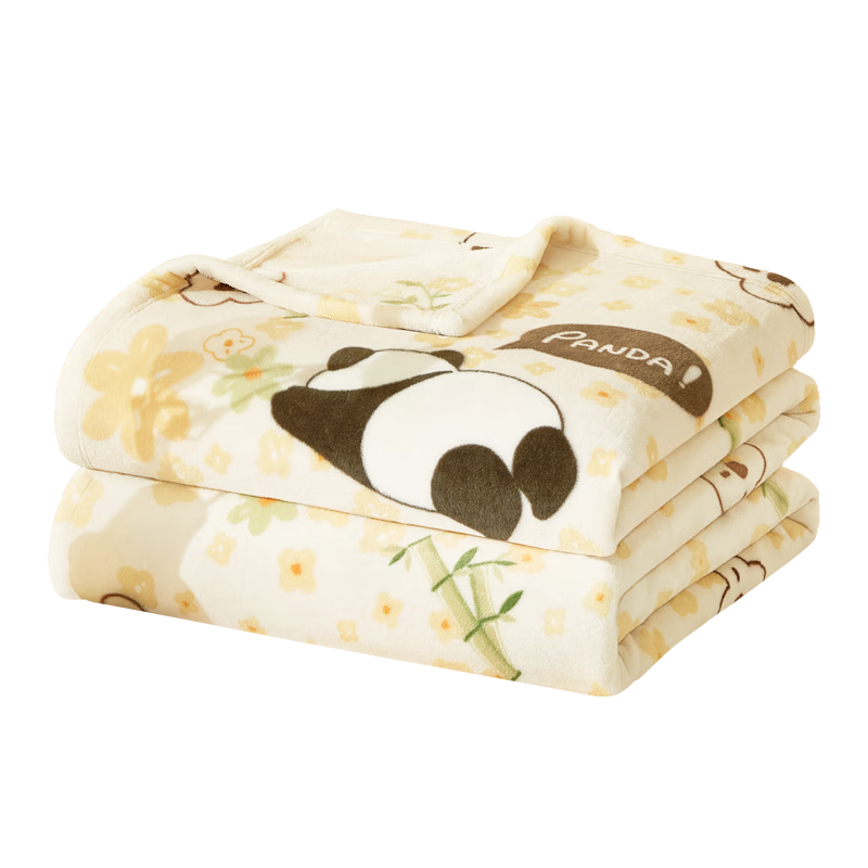 BEYOND Home Textile Flannel Coral Fleece Blanket Thin Throw Blanket Air Conditioning Blanket Small Bear (Yellow) 180*200cm