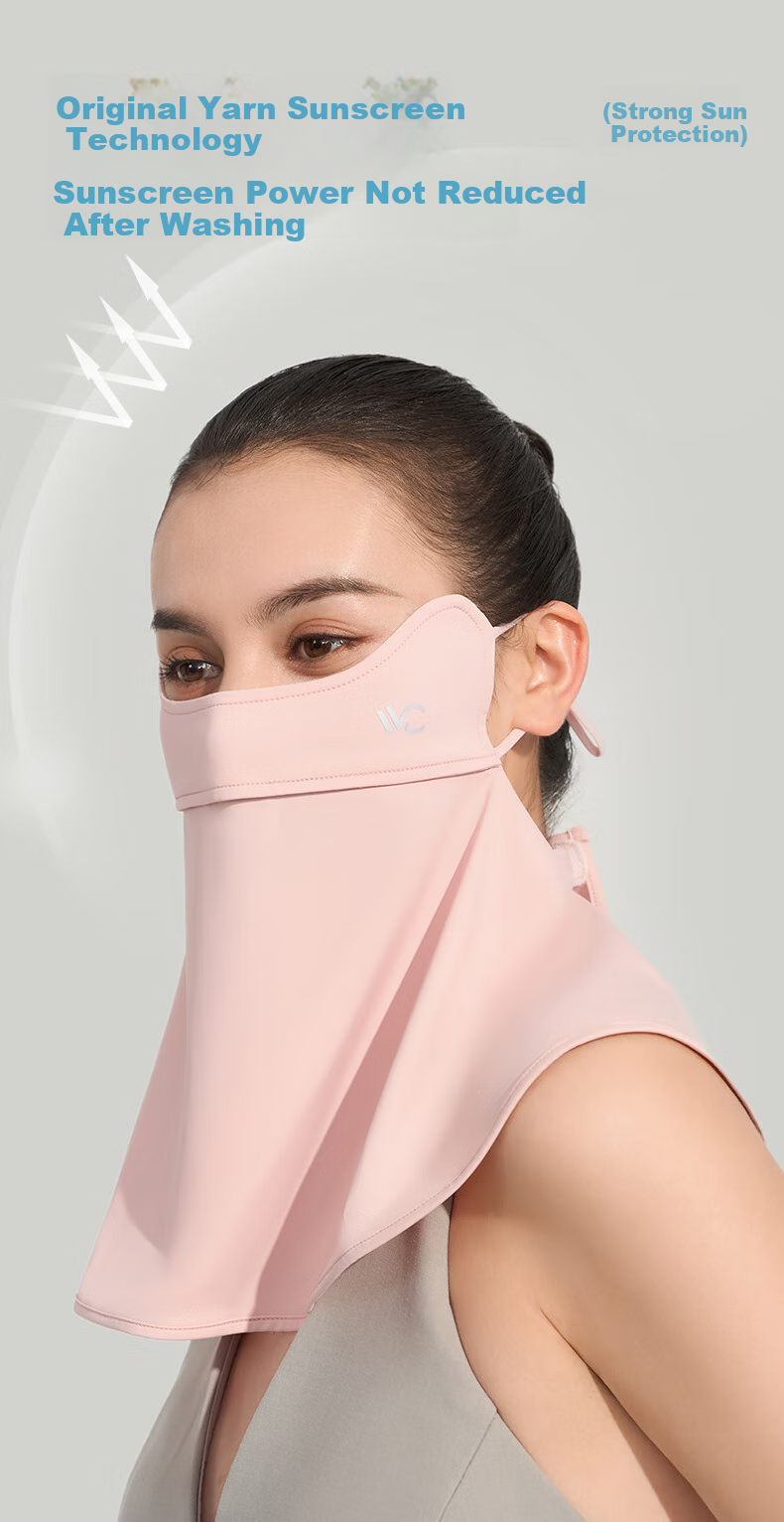 VVC Sun Protection Face Mask, Ice Skin Neck Guard for Women, Summer UV-Resistant Sunshade, Outdoor Travel Breathable Mask, Ice Mist Pink 4