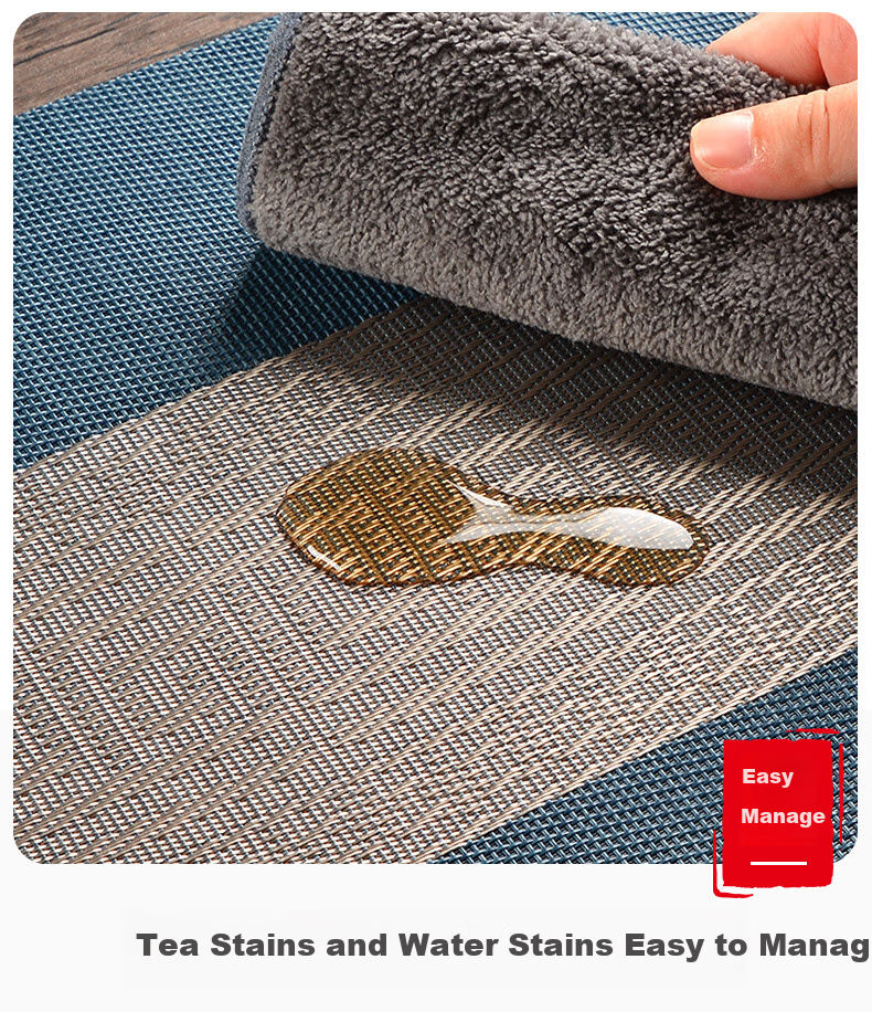 AVIVI Table Runner, Chinese-Style Tea Table, Waterproof Tablecloth, Long Tea Mat, Cup Coaster, Tea Table Cover, Table Pad, Placemat, 30*180, Lan Zha 3