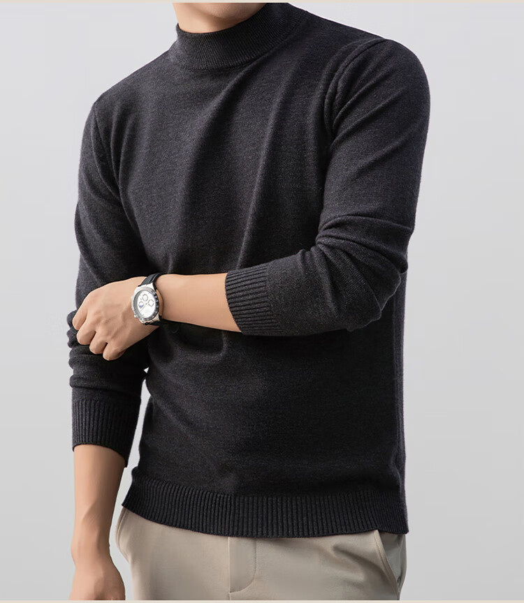 ROMON Men's Half Turtleneck Sweater Autumn Lightweight Warm Comfortable Knit Pullover Mid-Young Base Layer Winter Wear Size M Blue 10