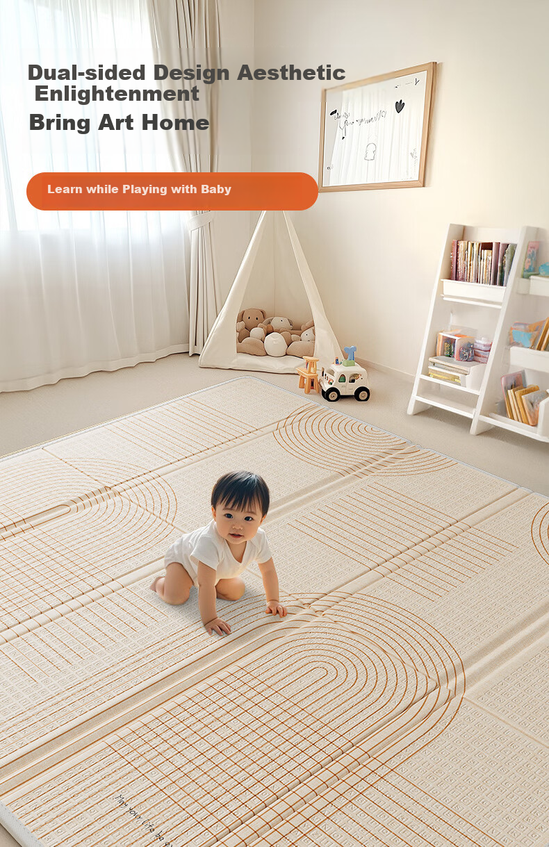 Tamengyu Crawling Mat, Baby Play Mat, Infant XPE Foldable Floor Mat, Foam Pad, Thickened Double-Sided Non-Slip, 2cm Gift 1