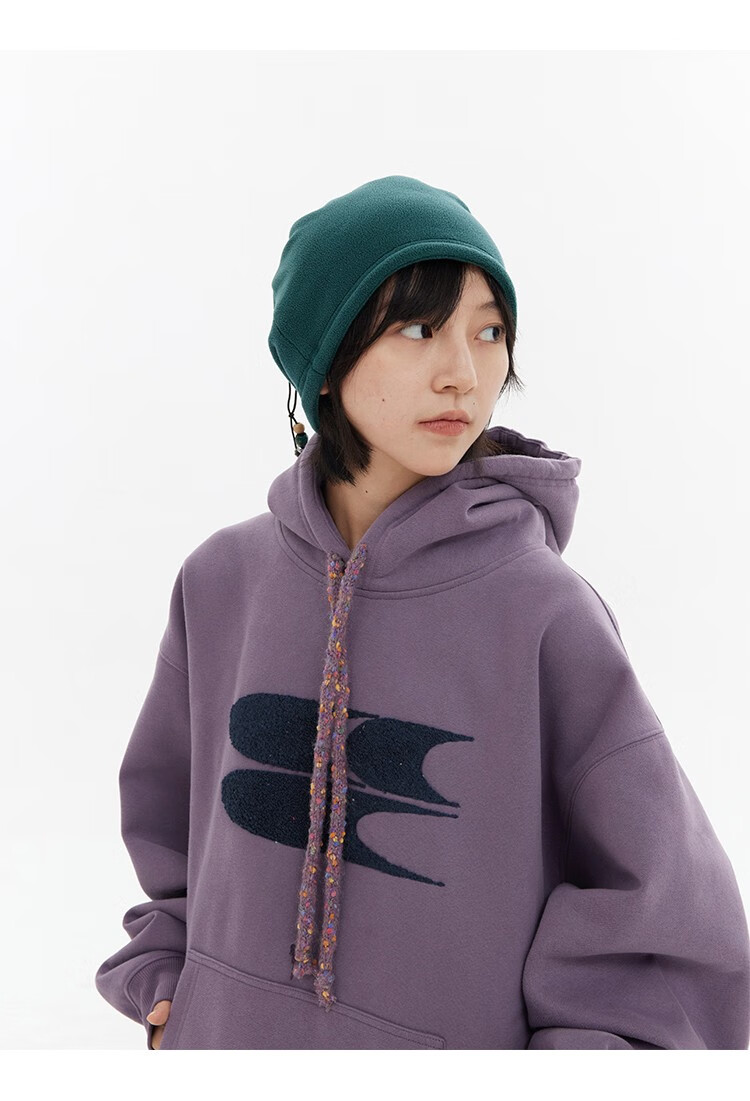 Crying Center Autumn Winter Hooded Logo Polka Dot Drawstring Fleece Thickened Sweatshirt Khaki Gray XS 9