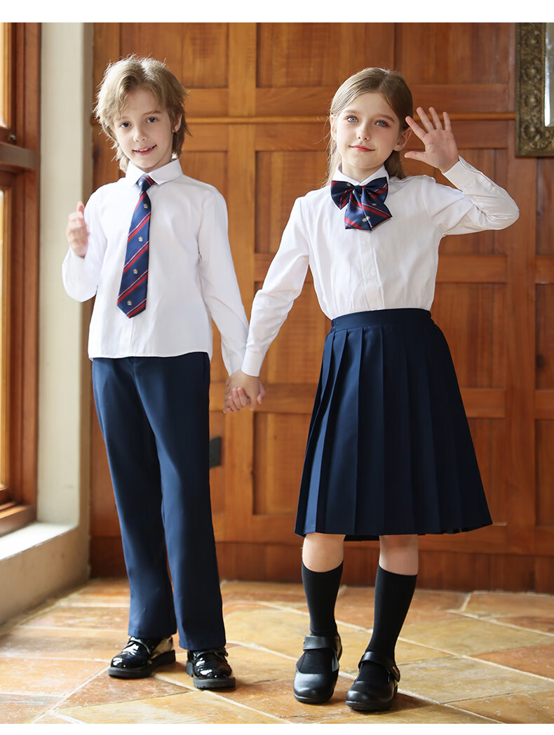 Yinuofang Children's Performance Costume Set Boys' Shirt Suit Girls' Pleated Skirt Spring Autumn New 4