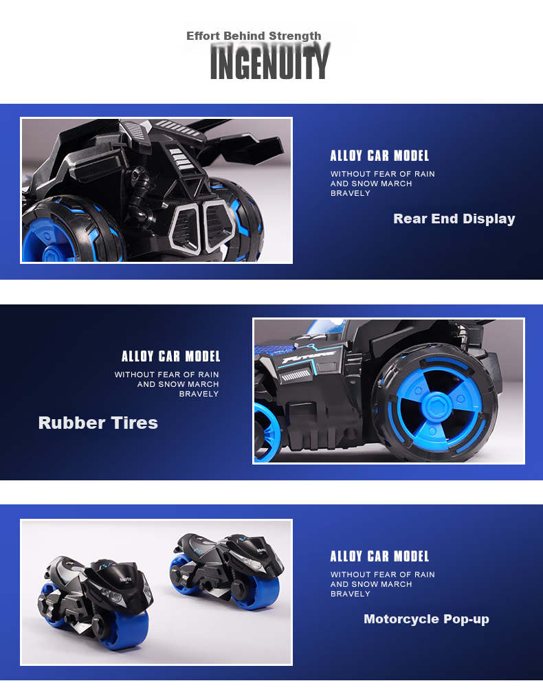 Feibei Children's Toy, Boys' Birthday Gift, Alloy Toy Car, Ejection Motorcycle Racing Car, Ages 3-10 14