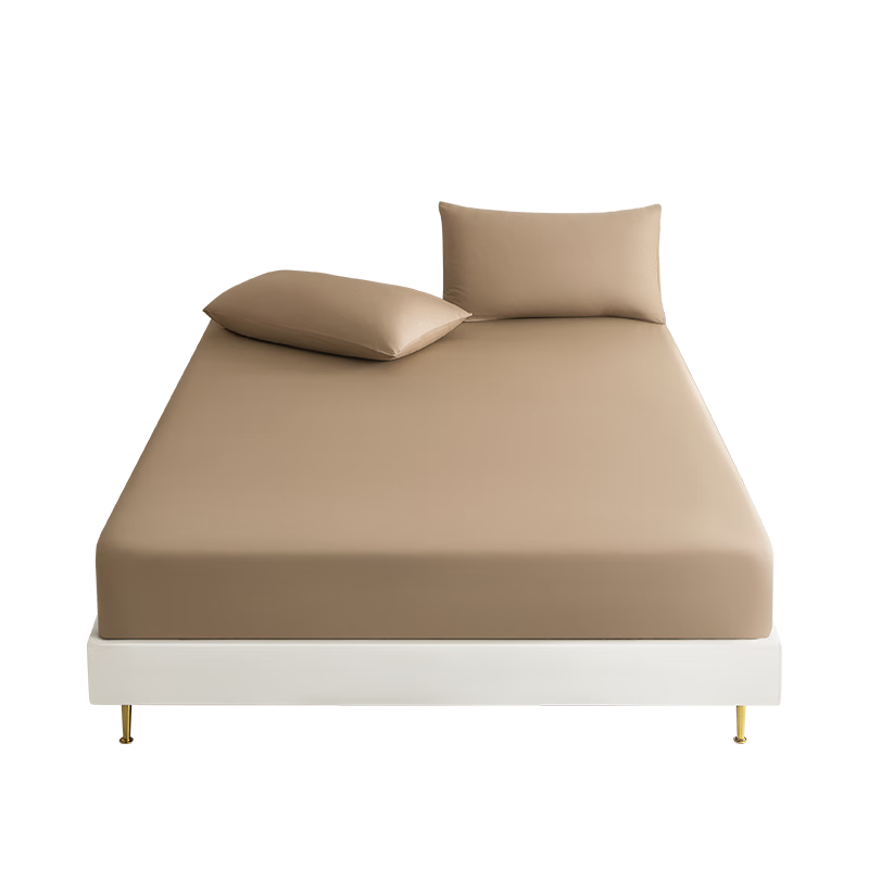 JD Original 40 High-Quality Pure Cotton Fitted Sheet, Class A Bare Sleeping All-Cotton Fully Enclosed Bed Cover Mattress Protector, for 1.5-Meter Bed, Truffle Brow