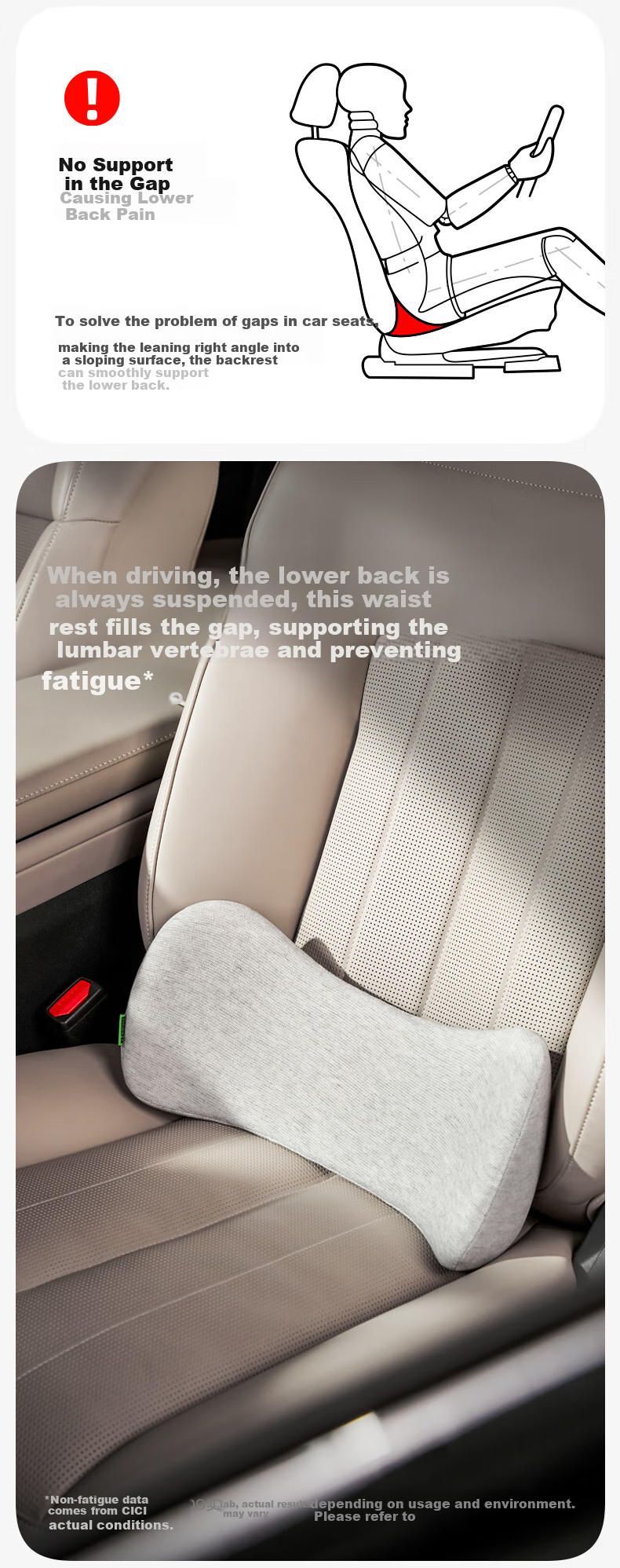 CICIDO Car Seat Lumbar Support Cushion Summer Waist Pillow Driver Backrest Neck Pillow 4