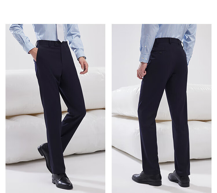 YOUNGOR Cashmere Warmth 2025 New Men's Straight Fit Stretch Casual Trousers Dark Gray 34 175/84A 9