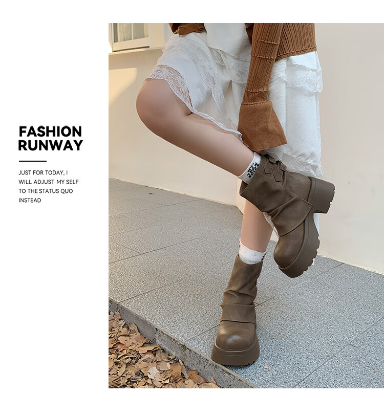 Josiny Platform Fashion Boots Women 2025 Autumn Winter New Stylish Mallard Short Boots British Style Martin Boots Yellow Brown Size 37 3