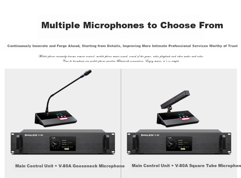 Shuledi V-80A Domestic Wired Handheld Conference Microphone, Meeting KTV Speaker, Square Tube Goose Neck Supporting Network Cable And 8-Pin Dual Interface (8 Microphones + Main Unit) 3