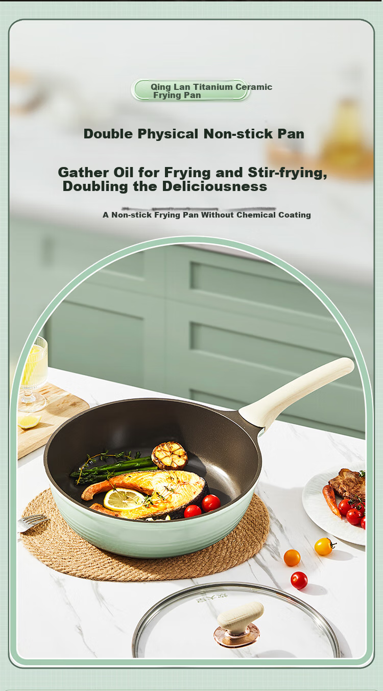 COOKER KING Non-Stick Frying Pan with Ceramic Exterior, Clean Cooking Surface, Flat Bottom Pan, Deep Oil-Gathering Skillet, Steak Pan with Titanium Coating, 28cm 1