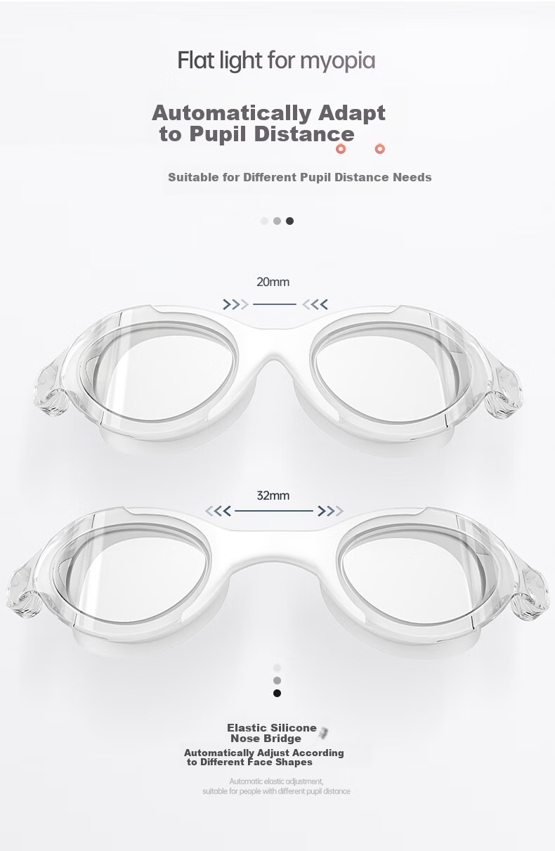 WATERTIME / Shuichuan Swimming Goggles, Myopia Waterproof Anti-Fog Large Frame Swimming Glasses with Prescription for Men And Women, White 200 9
