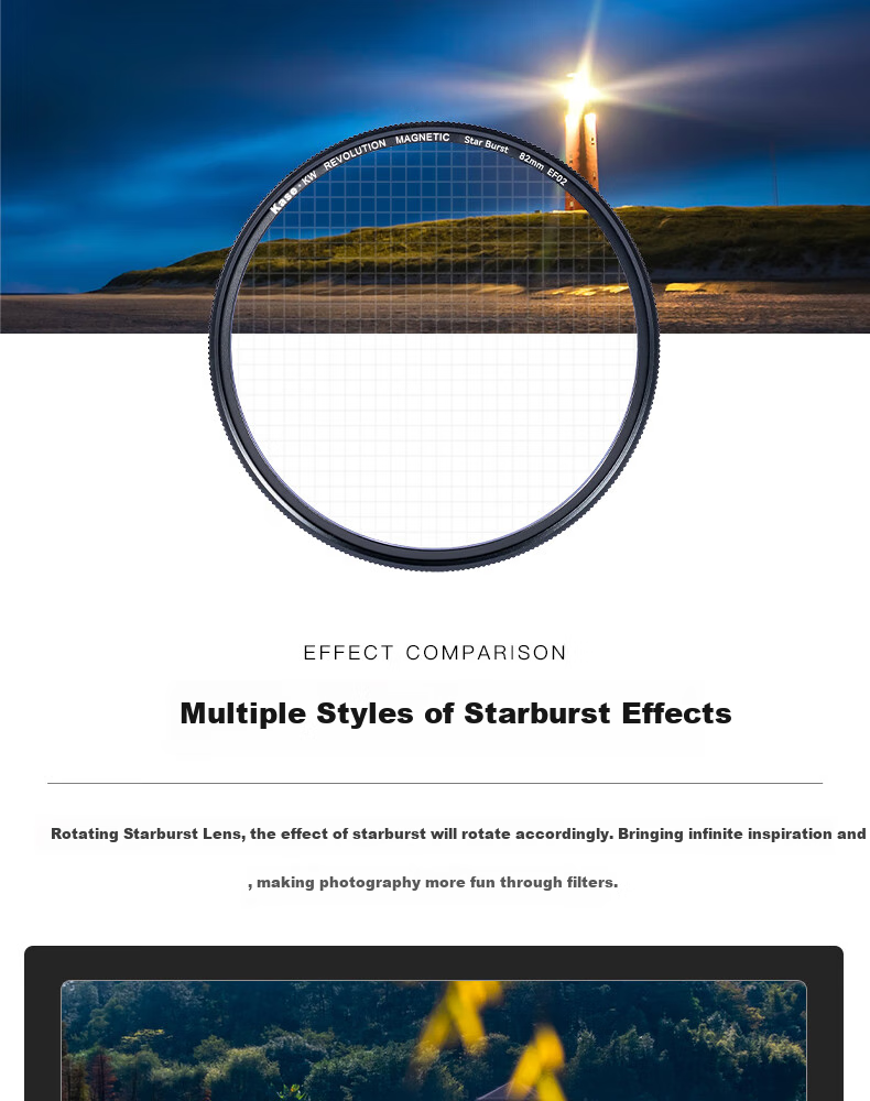Kase Starlight Filter, Starburst Filter, 82mm Kase II Magnetic Adjustable Short-Line Four-Line Diffusion Filter for Night Photography, Fireworks, And Starry Sky Shooting 3