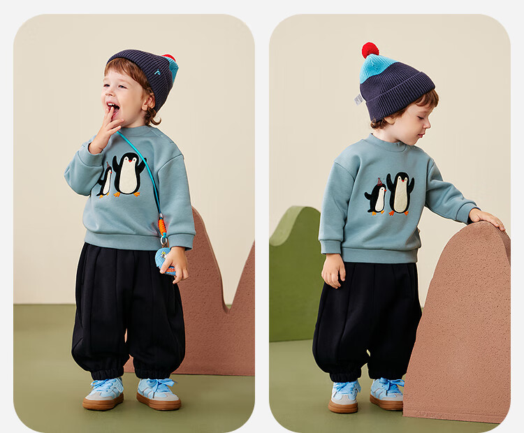Minibala Kids Boys Girls Baby Fleece-Lined Soft Skin-Friendly Long Sleeve Sweatshirt Autumn Winter 2025 7