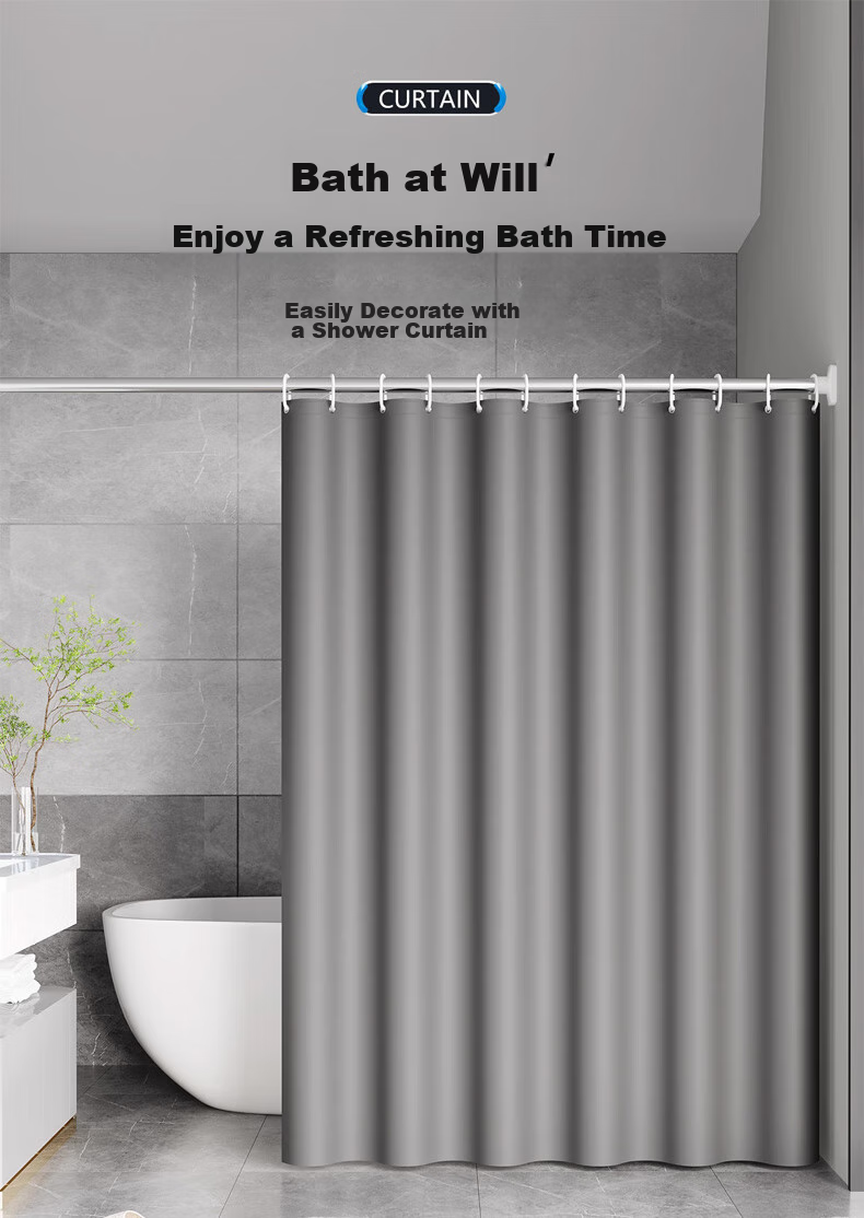 Siwangongli Shower Curtain, Thickened Waterproof Fabric Bathroom Shower Curtain Window Curtain Bathroom No-Drill Partition Curtain Door, 150*200CM 1