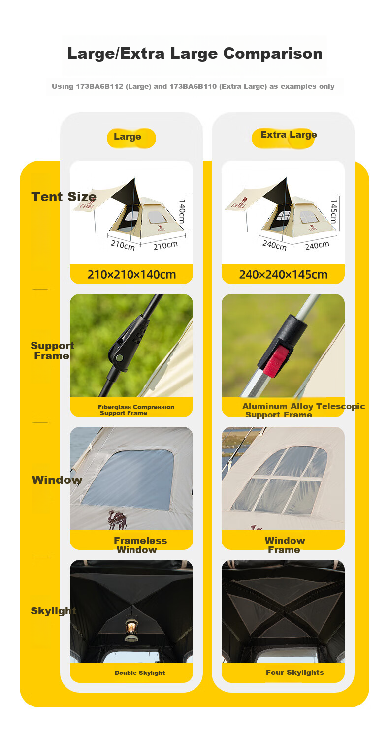 CAMEL Outdoor Camping Tent And Canopy Two-In Portable Sun Protection Thickened Black Gel Camping Tent 173BA6B112 22