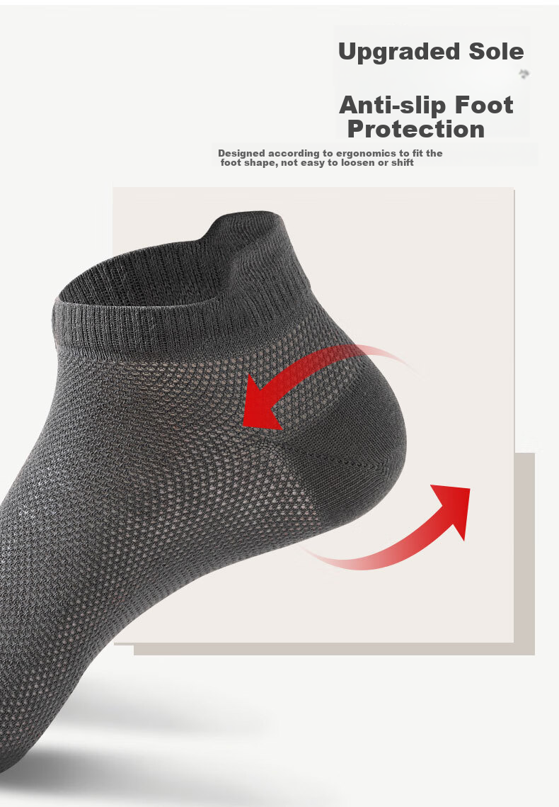 Mianmanman Men's Socks, Xinjiang Cotton Short Socks, Antibacterial And Odor-Resistant, Thin Summer Style, Sweat-Absorbing And Breathable, with Ears And Non-Slip Heel, Boat Socks, 10 Pairs 14