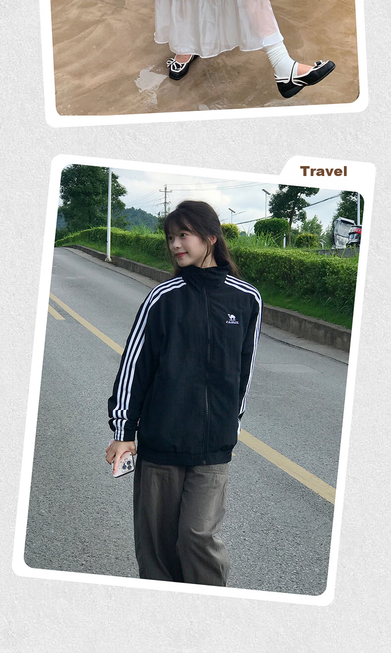 CAMEL Campus Style Windbreaker, New Autumn Men's And Women's Casual Versatile Youth Trendy Stand-Collar Top, Sports Lightweight Jacket 14