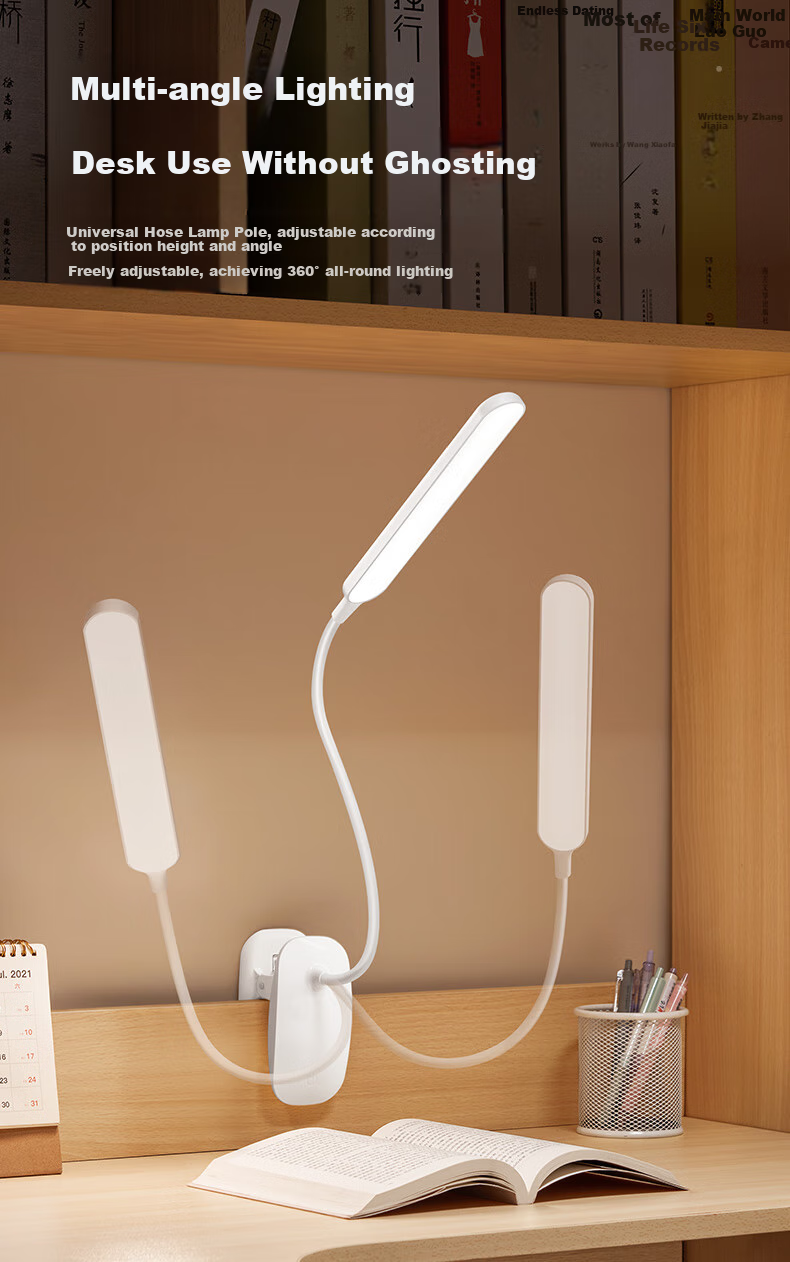 ONEFIRE Rechargeable Clip-On Desk Lamp for College Dormitory, Bedside Eye Protection Light, Long-Lasting Study Lamp, Small Night Light with Clip Stand 10