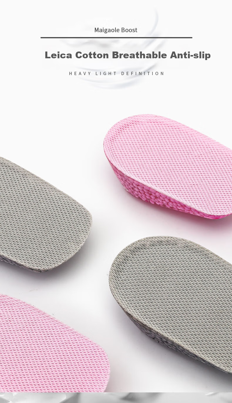Maigaole 2 Pairs Boost Invisible Height-Increasing Insoles, Women's Half Insoles, Soft And Comfortable, Men's Silicone Popcorn, Gray - 1CM - Women's 4