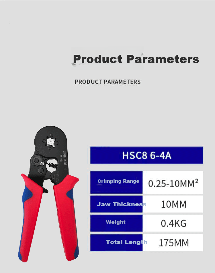 Jingkai Crimping Pliers, E Terminal Ve Cold Press Terminal Crimping Tool, TE Pin-Shaped Wire Clamp, Four-Sided HSC8 6-4A 7