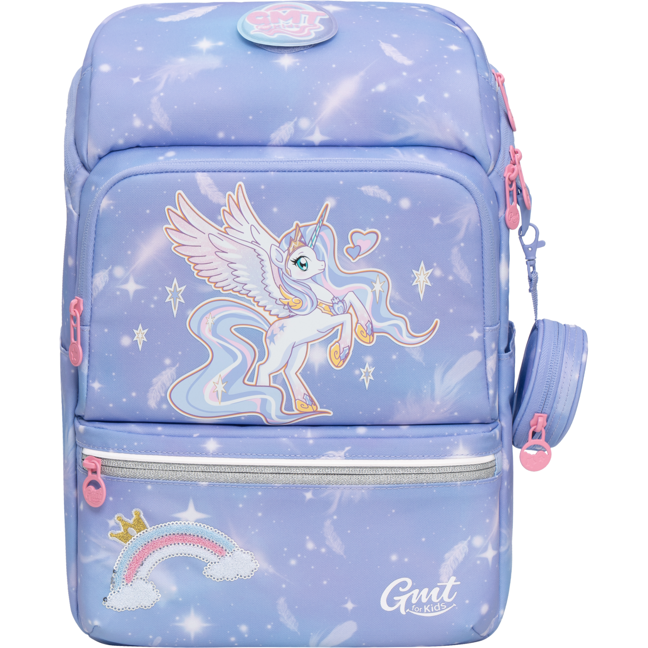 Gmt for Kids Backpack, Elementary School Student Children's Shoulder Bag, Large Capacity Gift, Lightweight Spine Protection, Grades 1-4 Waist Belt, Unisex Unicorn Desig