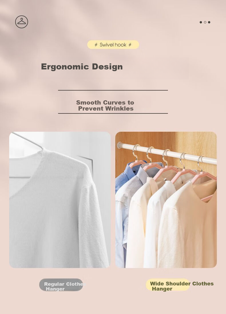 MENGTING Clothes Hangers, Non-Slip Wide Shoulder, Seamless Thickened Core, Drying And Protective Hanger, Pink, 5 Pieces 8