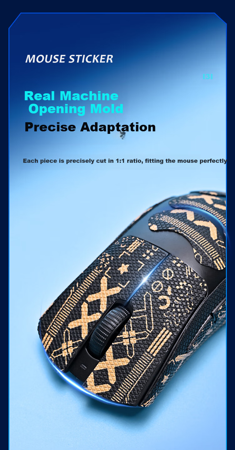 NVV Suitable for Yanji V3pro Professional Edition Mouse Sticker, Sweat-Absorbing Anti-Slip Sticker, Scratch-Resistant Gaming Wireless Mouse Pad, Matte Sweat-Proof M-X Yanji V3PRO Black Gold 4