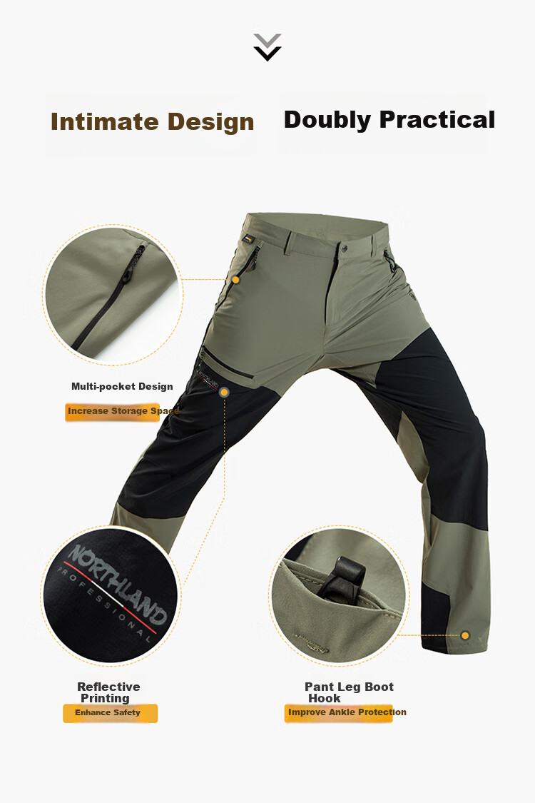 NORTHLAND Men's Stretch Outdoor Tear-Resistant Durable Hiking Water-Repellent Casual Pants 10