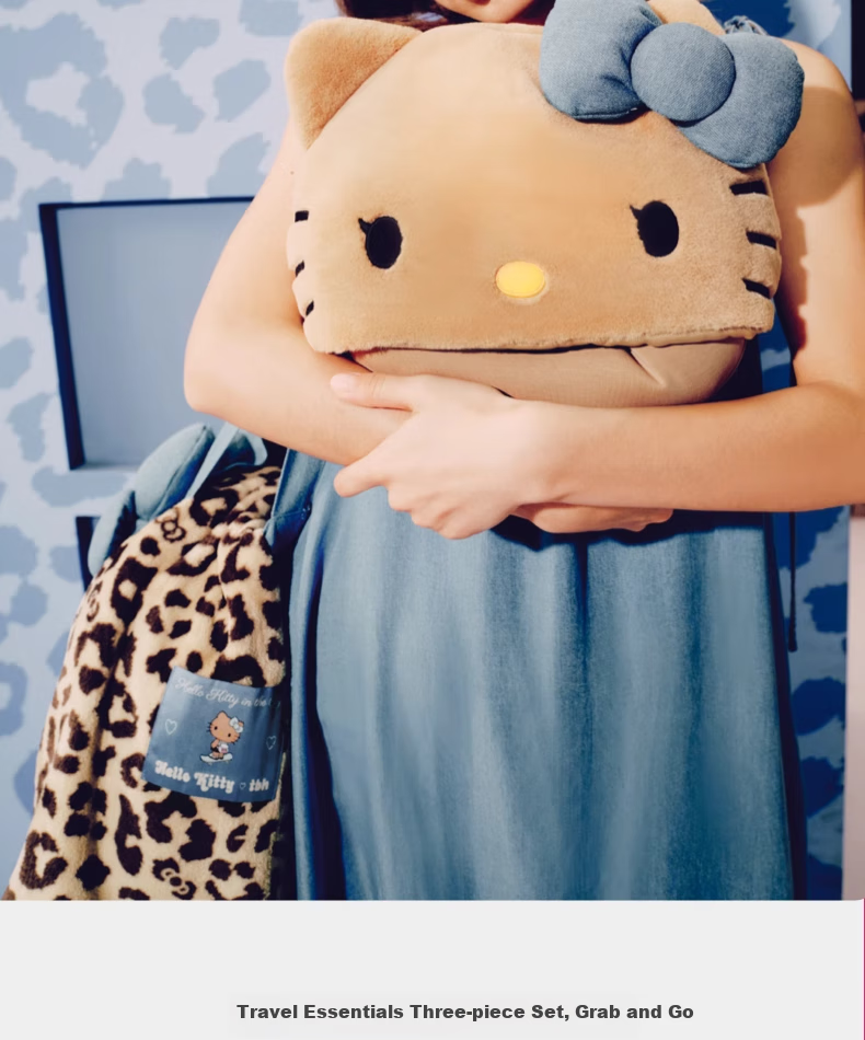 Tbh Sanrio Hello Kitty Travel Nap Set: Canvas Bag, U-Shaped Pillow, Blanket Three-Piece Set, Fleece Blanket Gift 5