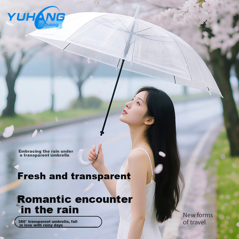 YUHANG Long-Handle Automatic Umbrella, Sold by JD, Transparent Umbrella