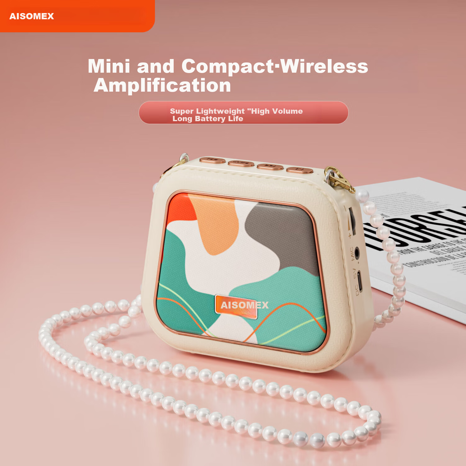 AISOMEX Portable Amplifier for Teachers, Bluetooth Wireless Microphone, Outdoor Tour Guide Shopping Recording Explanation Interpretation, Compact Speaker K20 Wireless Camouflage