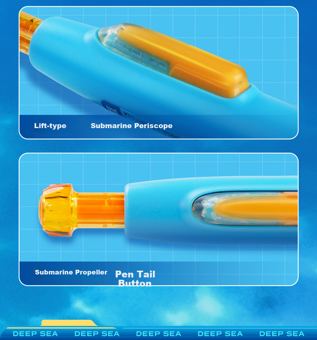 Dianshi Pen, Deep Sea Submarine Thermal Erasable 0.5 Retractable Gel Pen, Quick-Drying Silent Large Capacity for Third Grade Students Back-To Season [Crystal Blue] 3214E 11