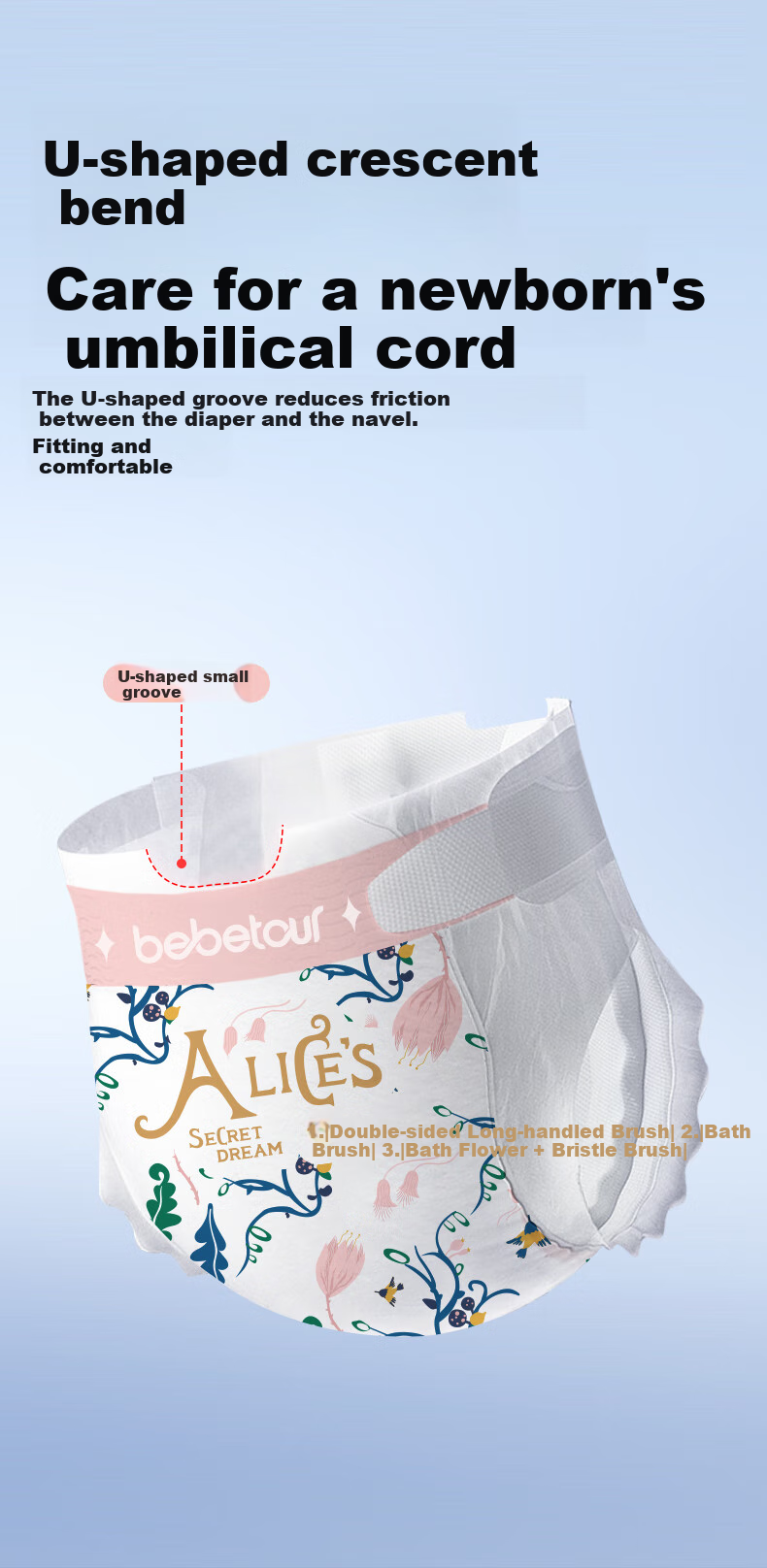 Bebetour Alice Pro Dream Luxury Soft Upgraded Diapers, Ultra-Thin Breathable, NB Size, 30 Pieces 2