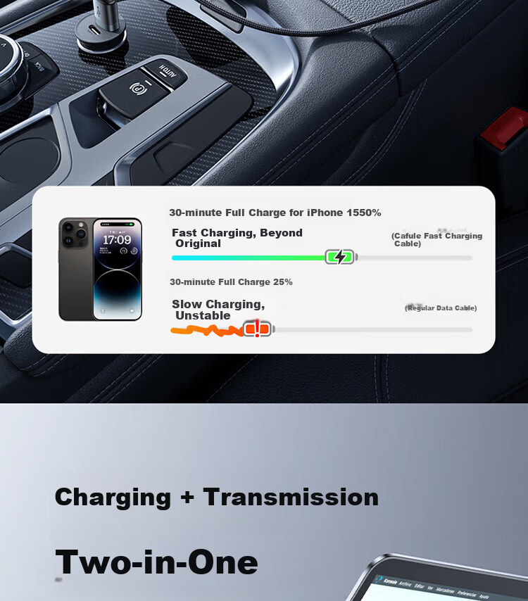 BASEUS Apple 18 Charging Cable, Type-C Data Cable, USB-C Car CarPlay Transfer Fast Charging Cable, Suitable for IPhone 17/16/15 Pro Max Phones, 0.5 Meters 5